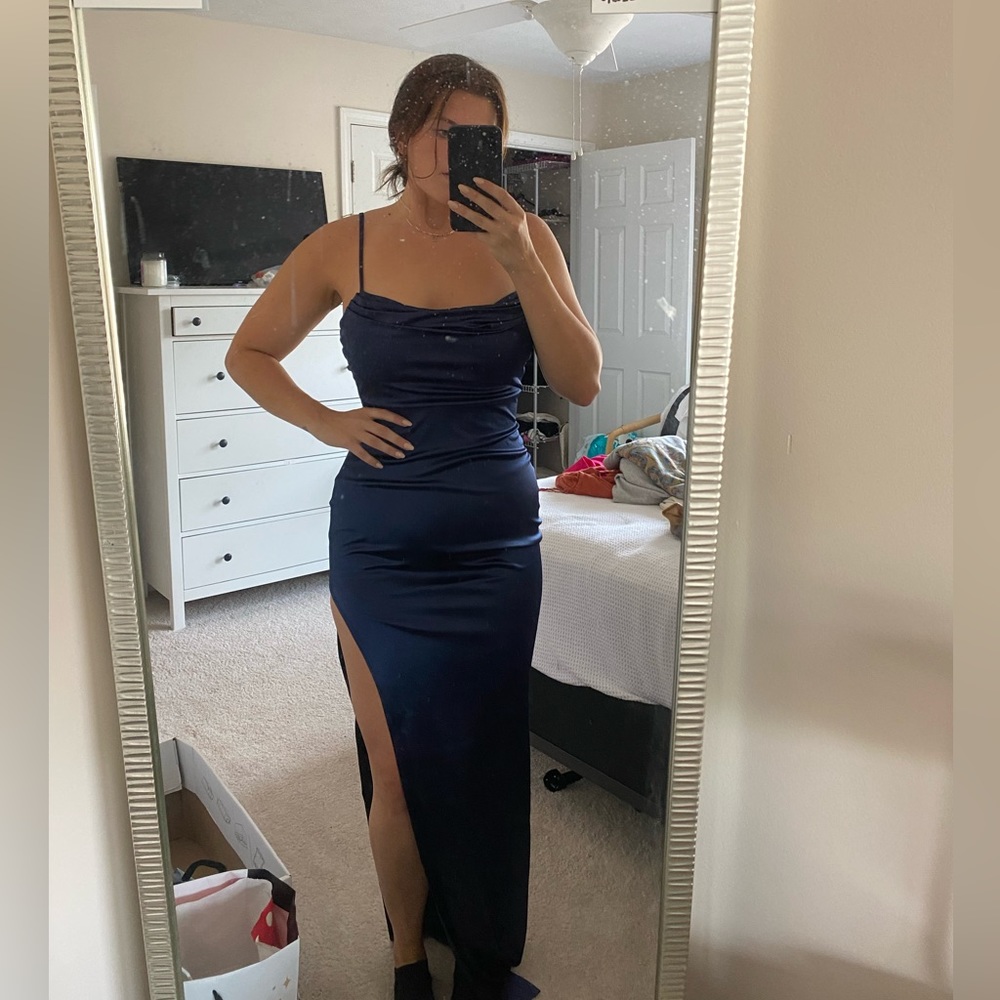 Windsor Lola High Slit Satin Dress